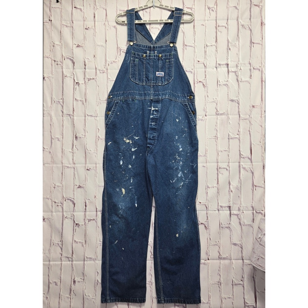 Vintage Big Smith Bib Overalls Denim Carpenter Distressed Workwear Men 44x30